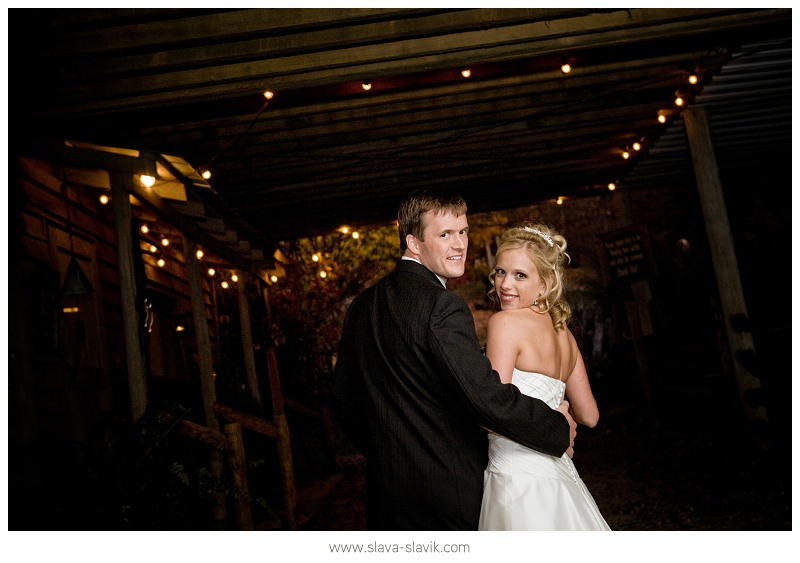 Bride and Groom Look Back