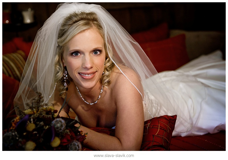 Bride on a couch