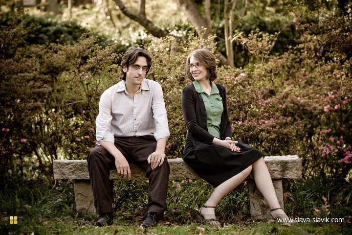 Engaged Couple on a Bench