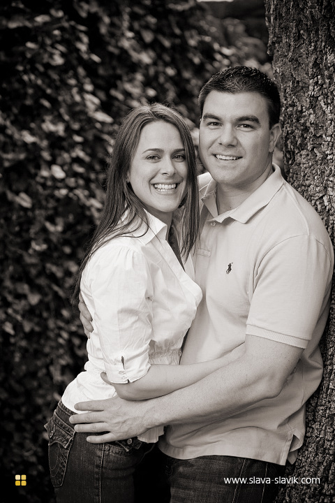 Engagement portrait with ivy