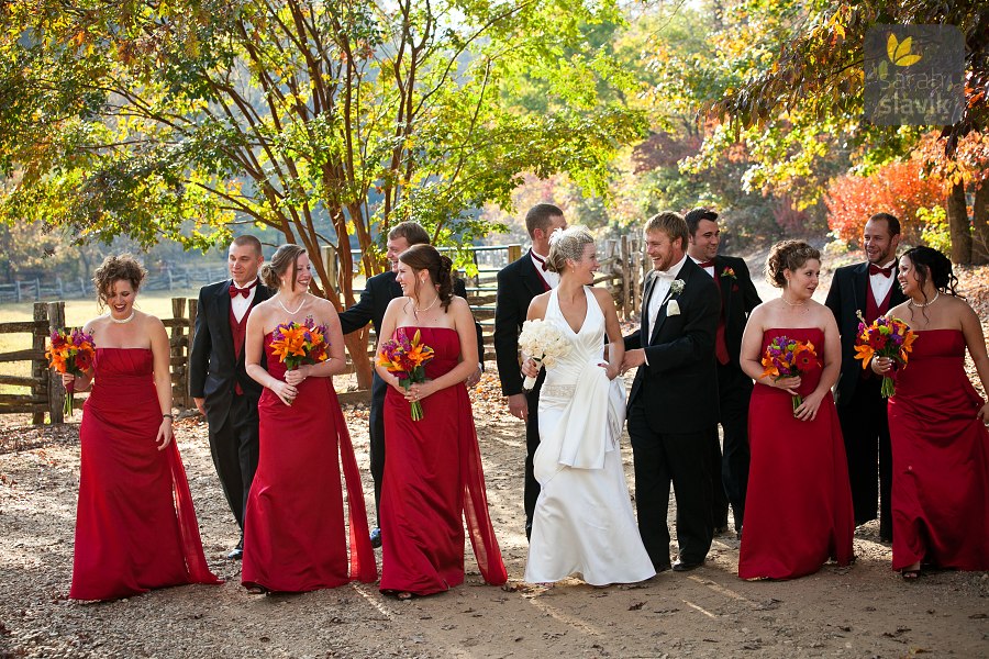 Bridal party at a farm