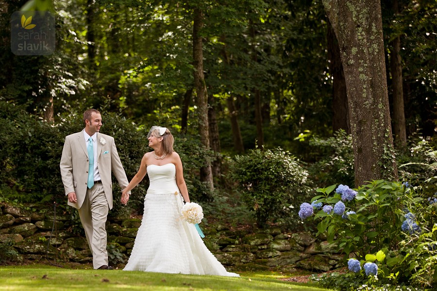 bride and groom walking