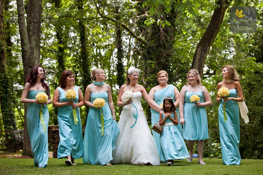 Bridesmaids in the woods