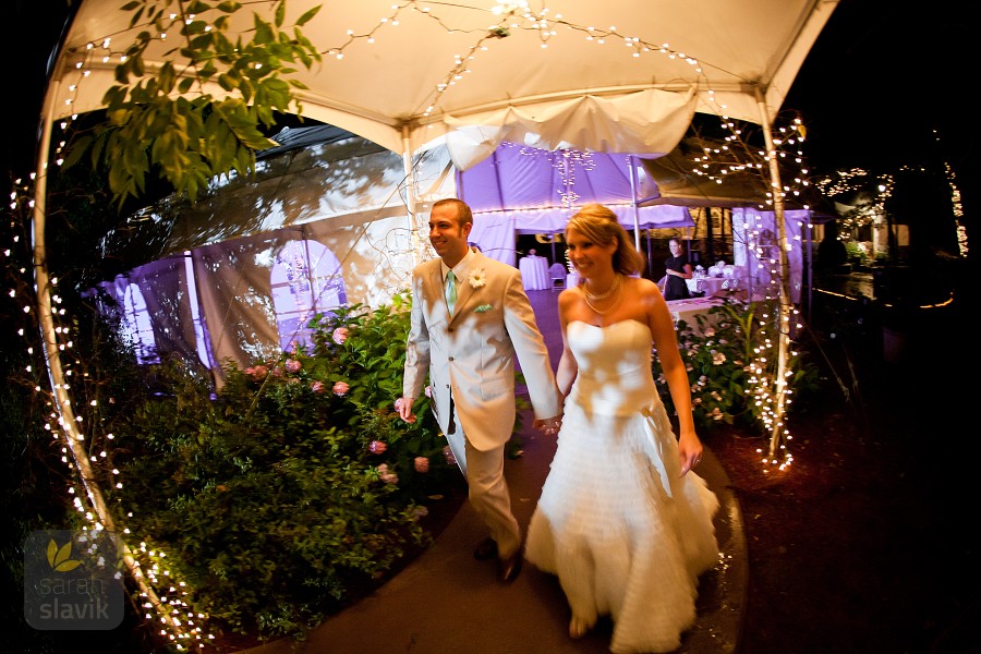 couple leaving reception