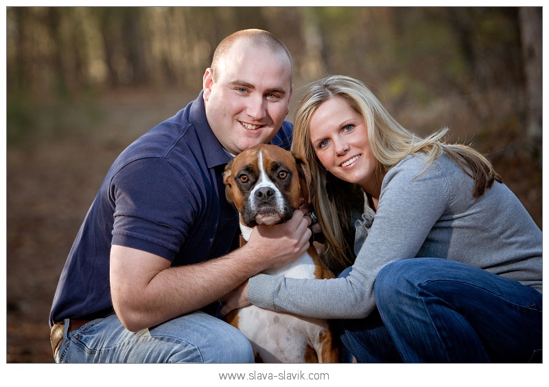 Engaged Couple with a Dog