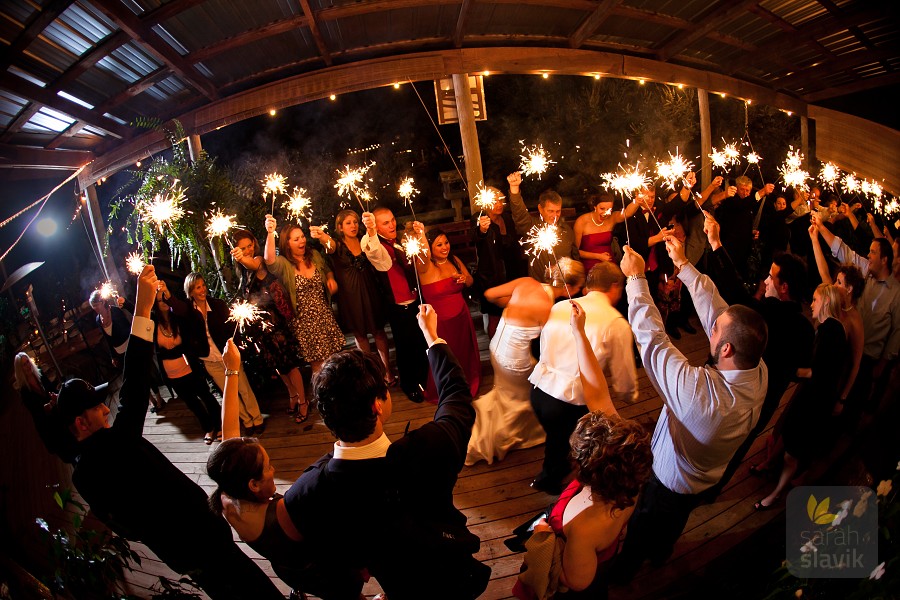 Wedding farewell with sparklers