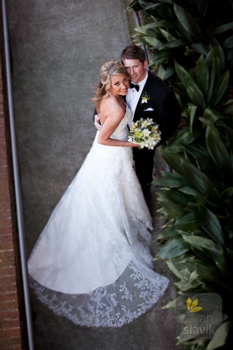 Bride and groom from above