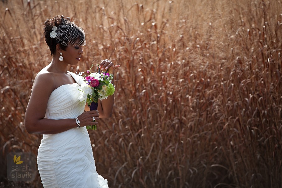 Bride with gold grass