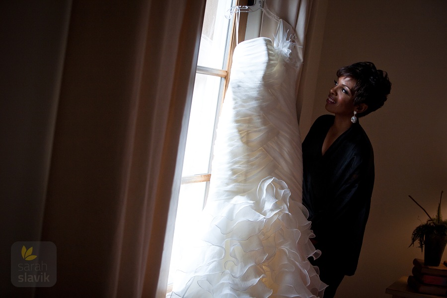 Bride with the wedding dress