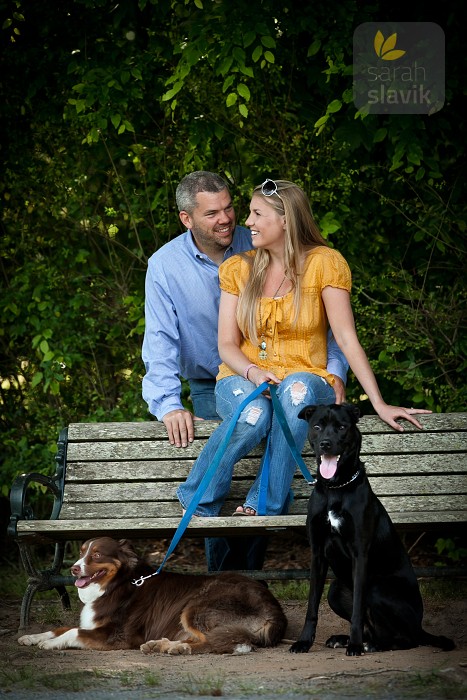 Couple portrait with dogs