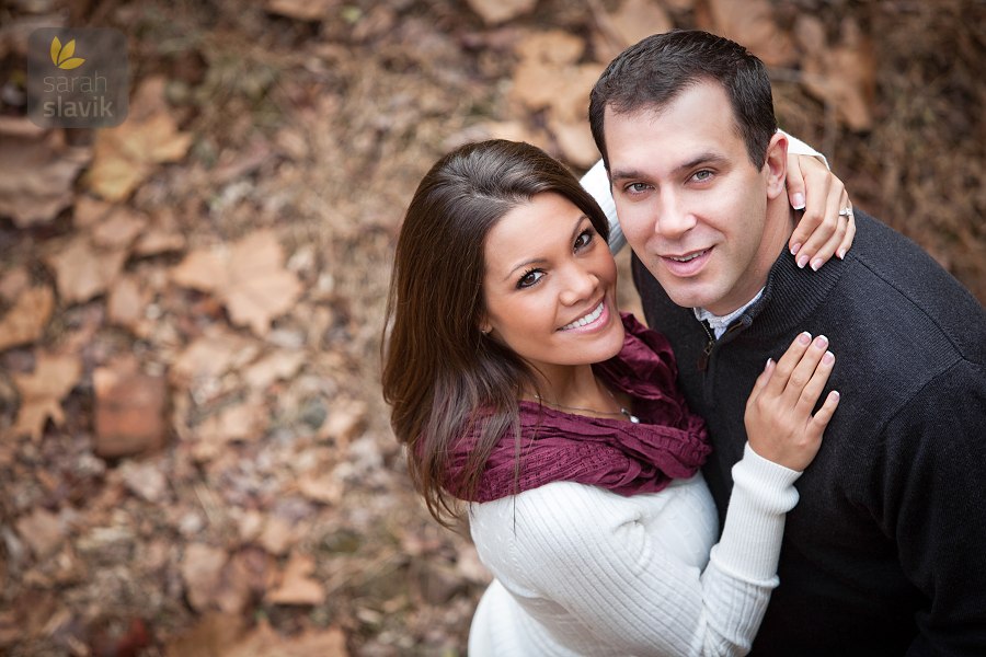 Couple with dry leaves