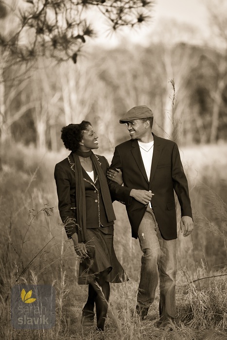 Engagement portraits in field