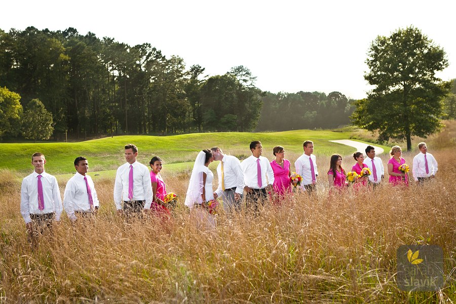 Golf course wedding party