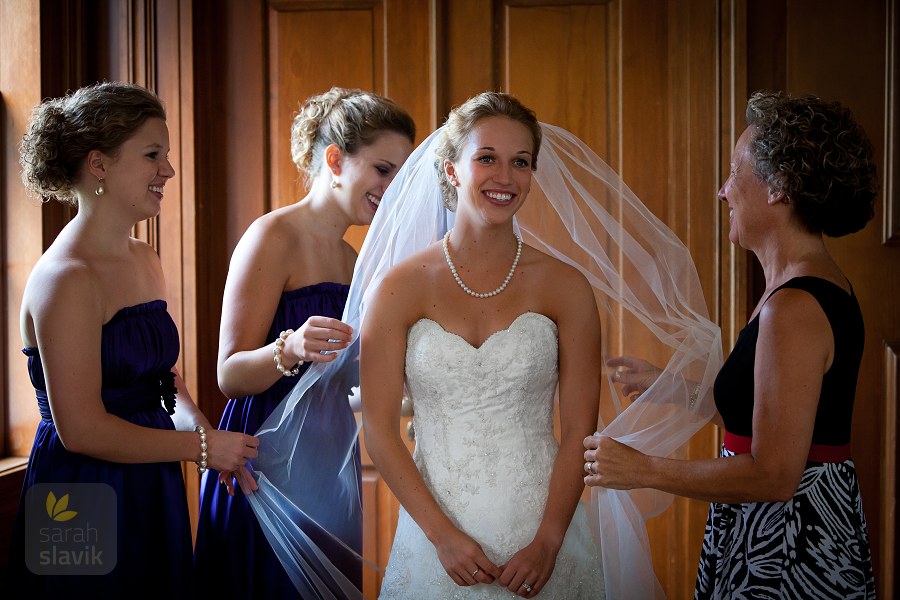 Happy bride with family