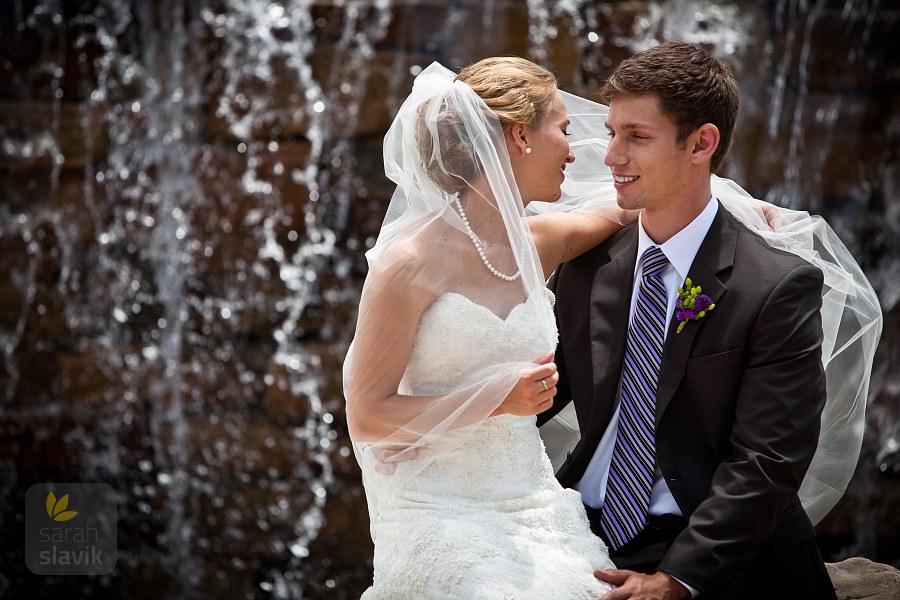 Wedding couple with waterfall