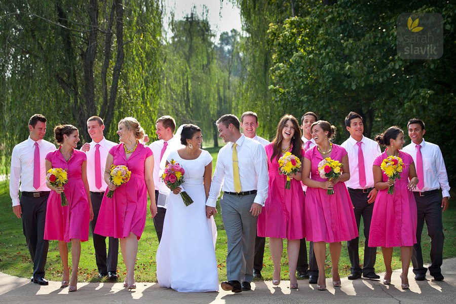 Wedding party outdoors