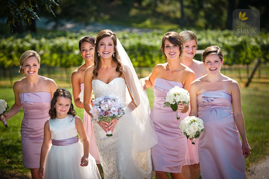 Bridesmaids in vineyard