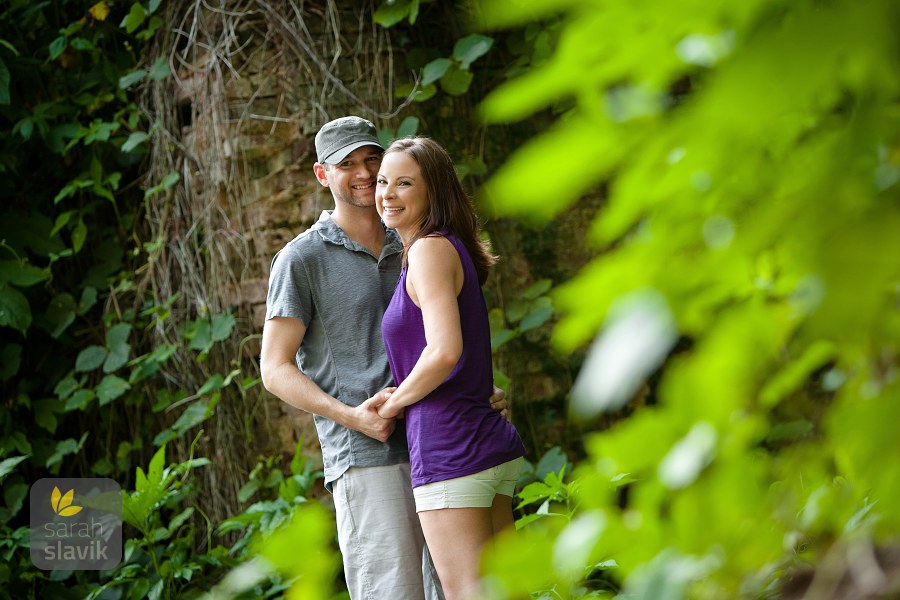 Engagement photo in ruins