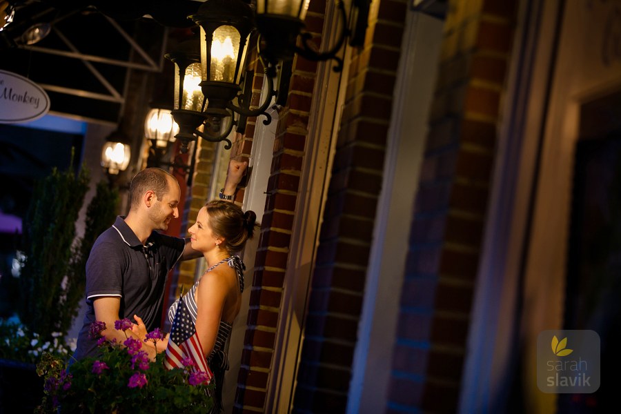 Night engagement photo