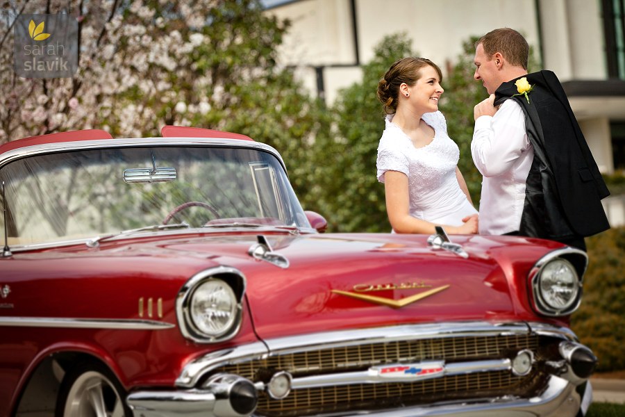 Vintage car wedding