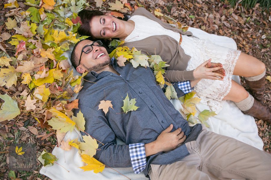 Couple and leaves