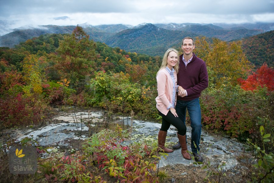 Engagement photo with Smoky Mountains