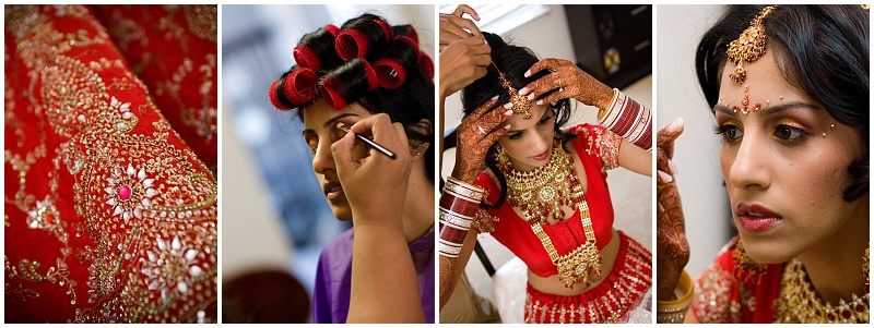 Indian bride getting ready