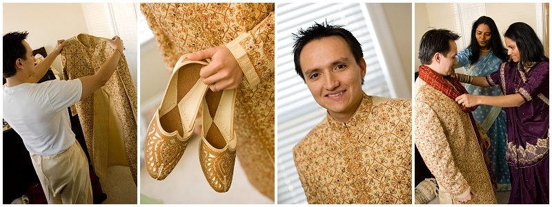 Indian groom getting ready